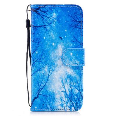 Wallet Style PU Leather + Soft TPU Card Holder with Hand Strap and Magnetic Buckle Case for Samsung Galaxy S8 / G9500 - Trees and Sky
