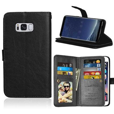 Litchi Pattern Wallet Stand Picture Frame Card Holder Slots PU Leather + TPU Case for Samsung Galaxy S8 / G9500 - Black