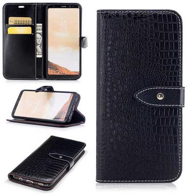 Crocodile Pattern PU Leather + Soft TPU Card Slots with Wallet Stand and Magnetic Buckle Case for Samsung Galaxy S8 / G9500 - Black