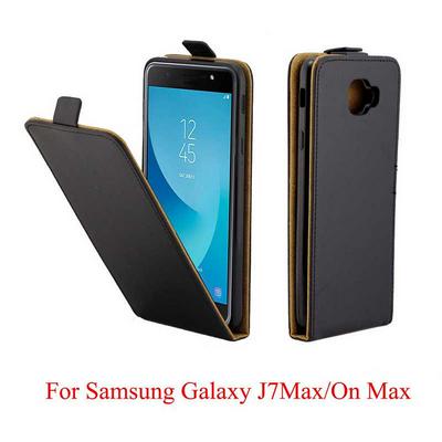 Business Style Up and Down Vertical Flip PU Leather + Soft TPU with Card Slot and Magnetic Buckle Case for Samsung Galaxy J7 Max / On Max - Black