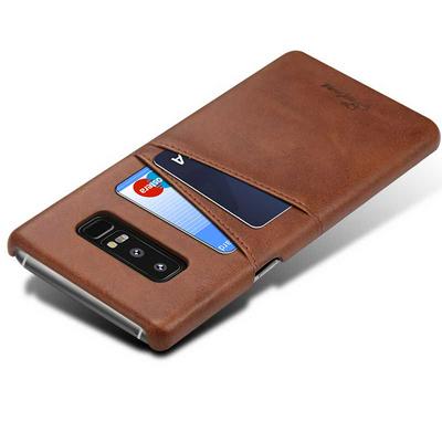 Suteni Calf Pattern with Two Card Slots Leather Coated Hard PC Back Cover Protective Phone Case for Samsung Galaxy Note 8 - Dark Brown