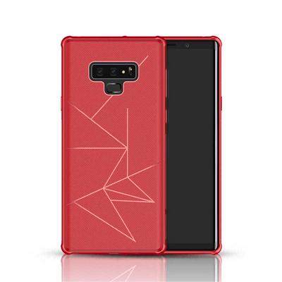 Anti-Slip Texture Design Sweatproof Anti-Fingerprint Anti-Drop Car Magnet Adsorption Soft TPU Back Cover Protective Case for Samsung Galaxy Note 9 - Red