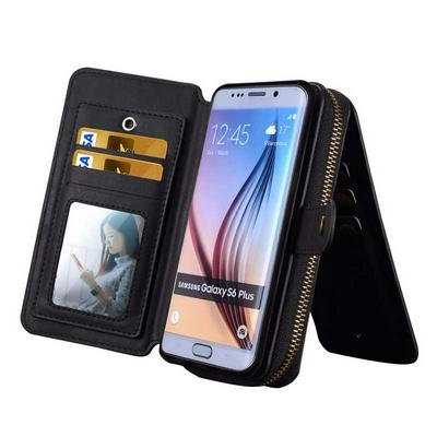 BRG Multi-Function Wallet Style Detachable Portable PU Leather Bag Case with Back Cover + Card Slot for Samsung Galaxy S6 Edge+/ G928 - Black