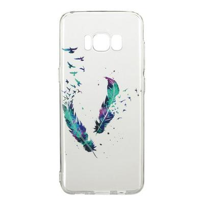 New Ultra Thin Transparent Soft TPU Back Cover Case for Samsung Galaxy S8 / G9500 - Colorful Feather