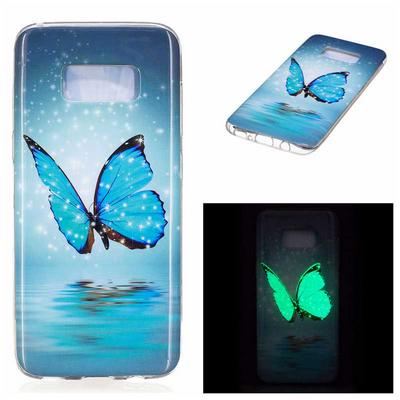 Noctilucent Ultra Thin Soft TPU Back Cover Case for Samsung Galaxy S8 / G9500 - Blue Butterfly