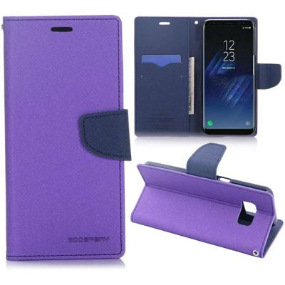 Mercury Goospery Fancy Diary Series Double Color PU Leather + Soft TPU Card Holder with Stand and Magnetic Buckle Case for Samsung Galaxy S8 / G9500 - Purple + Navy Blue