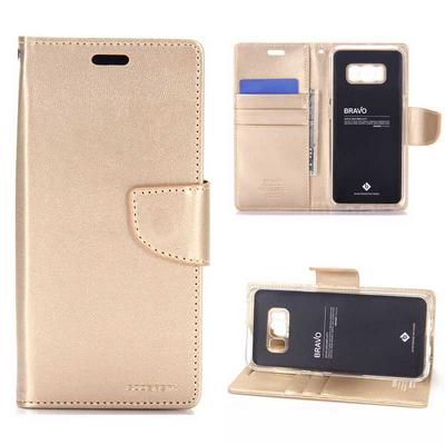 Mercury Goospery PU Leather + TPU Back Cover Case with Card Holder Wallet and Stand for Samsung Galaxy S8 / G9500 - Gold 