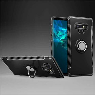 Armor 2 in 1 Shockproof Car Holder Magnetic Adsorption Hard PC + Soft TPU with 360° Rotatable Kickstand Back Cover Protective Case for Samsung Galaxy Note 9 - Black