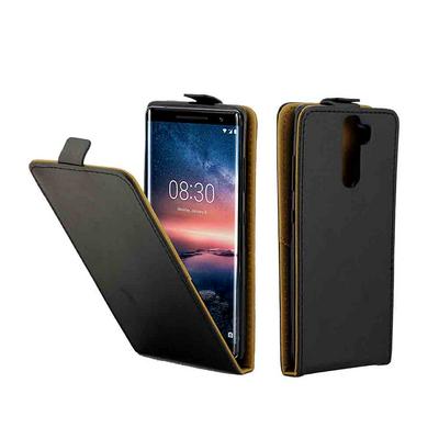 Up and Down Vertical Flip Anti-Scratch PU Leather + Soft TPU with Card Slot and Magnetic Buckle Protective Case for Nokia 8 Sirocco - Black