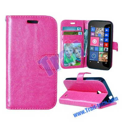 Crazy Horse Wallet Style Magnetic Flip Stand TPU+ PU Leather Case for Nokia Lumia 630 - Rose