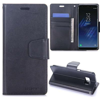 Mercury Goospery Wallet Style PU Leather + Soft TPU with Stand and Card Holder Slots Phone Case for Samsung Galaxy S8 / G9500 - Black 