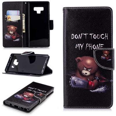 Colored Painting Full Protector PU Leather + Soft TPU Back Cover Case with Card Holder Wallet and Stand for Samsung Galaxy Note 9 - Bear