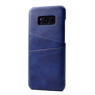Card Holder Slots PU Leather Coated PC Back Cover Protective Case for Samsung Galaxy S8 / G9500 - Blue
