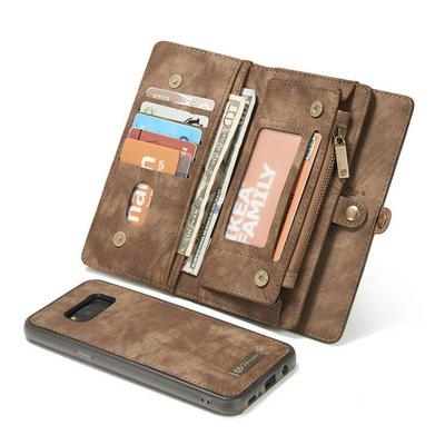 CaseMe 008 Series Folio Zipper Wallet Style Detachable 2 in 1 with Flip Credit Card Slots Holder TPU + PU Leather Cover Case for Samsung Galaxy S8 / G9500 - Brown