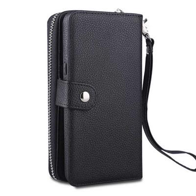 Wrist Strap Card Holder Slots Zipper Wallet with Magnetic Buckle PU Leather + Detachable TPU Case for Samsung Galaxy S8 / G9500 - Black