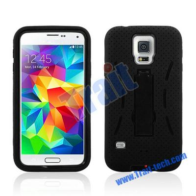 Robot Design Detachable Silicone+PC Hard Case with a Holder Stand for Samsung Galaxy S5 i9600(Black)