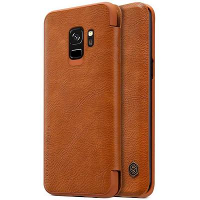 Nillkin Qin Series Ultra Thin Side Flip PU Leather + Hard PC with Card Slot Protective Case for Samsung Galaxy S9 - Brown