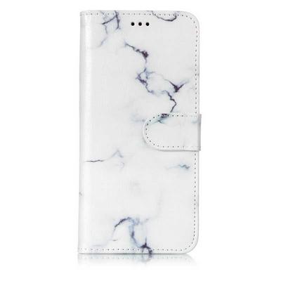 Marble Pattern  Colored Painting PU Leather + TPU Back Cover Case with Card Holder Wallet and Stand for Samsung Galaxy S9 - White
