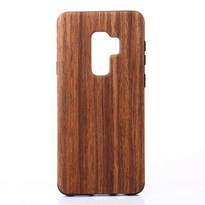 Wood Grain Pattern Leather Coated Style Soft TPU Back Cover Protective Phone Case for Samsung Galaxy S9 - Rosewood