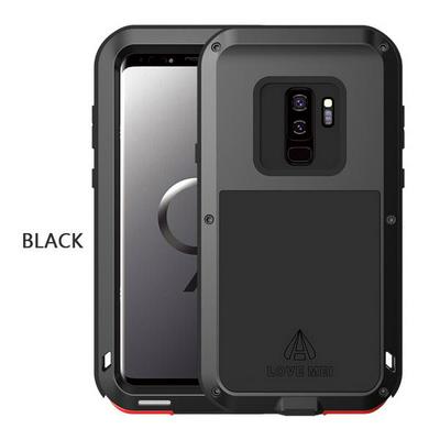 Love Mei Detachable Dustproof Shockproof Life Waterproof Aluminum Metal Frame + TPU Back Cover + HD Tempered Glass Screen Protector Powerful Case for Samsung Galaxy S9 - Black