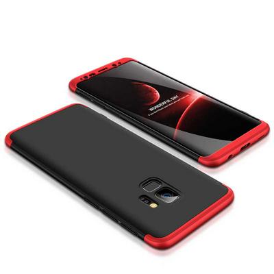 Three-Stage Style Full Coverage Detachable Frosted Shockproof Hard PC Back Cover Protective Case for Samsung Galaxy S9 - Red Black
