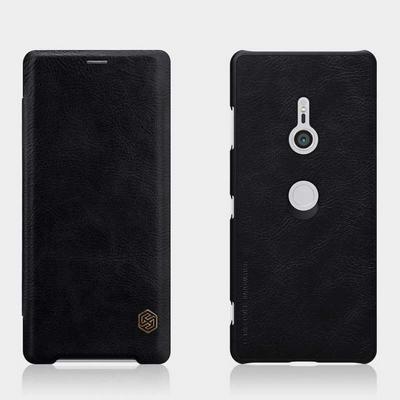 Nillkin Qin Series Super Thin Side Flip Design PU Leather + Hard PC with Card Slot Protective Case for Sony Xperia XZ3 - Black