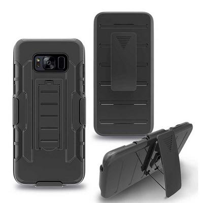 Future Soldier 3 in 1 Detachable Hard PC + Soft Silicone Hybrid with A Kickstand Back Cover Case for Samsung Galaxy S8 Plus - Black
