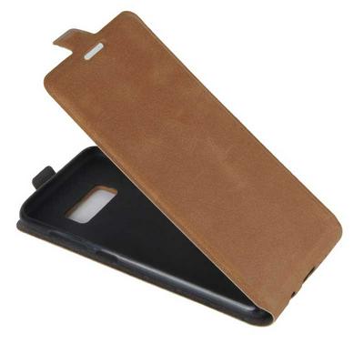 Vertical Flip PU Leather + Soft TPU with Picture Frame Magnetic Buckle and Card Holder Case for Samsung Galaxy S8 / G9500 - Brown