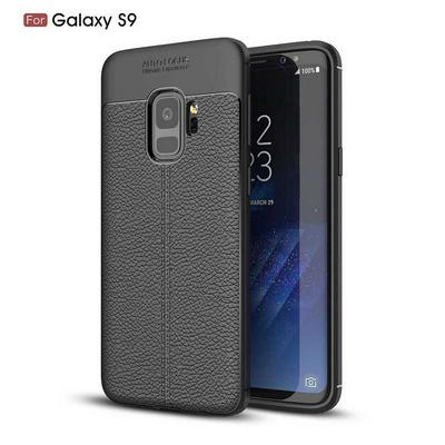 Litchi Pattern Anti Slide Solid Color All Soft TPU Back Cover Protective Case for Samsung Galaxy S9 - Black
