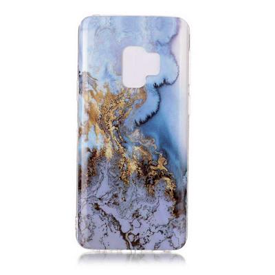 Color Painting Marble Pattern Soft TPU Back Cover Case for Samsung Galaxy S9 - Blue Grey