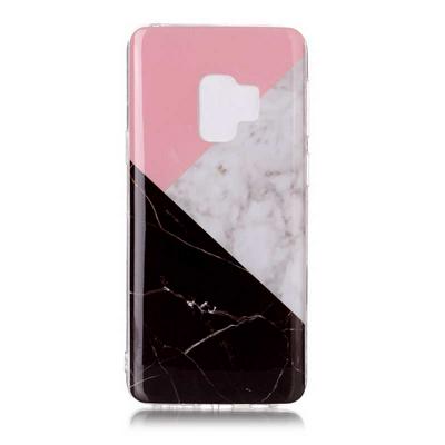 Color Painting Marble Pattern Soft TPU Back Cover Case for Samsung Galaxy S9 - Pink White Black