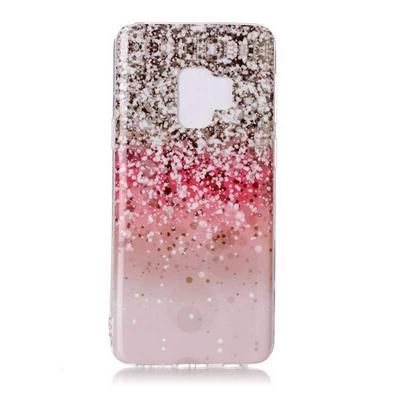 Color Painting Marble Pattern Soft TPU Back Cover Case for Samsung Galaxy S9 - Pink Grey