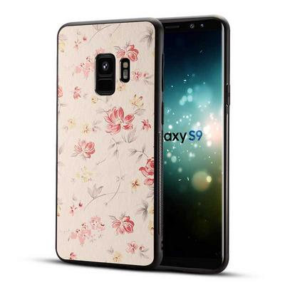 Colored Painting Detachable PU Leather Coated PC + Soft TPU Back Cover Case for Samsung Galaxy S9 - Pink Flower