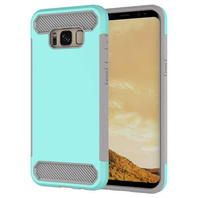 Carbon Fibre Detachable 2 in 1 PC + TPU Back Cover Case for Samsung Galaxy S8 / G9500 - Cyan