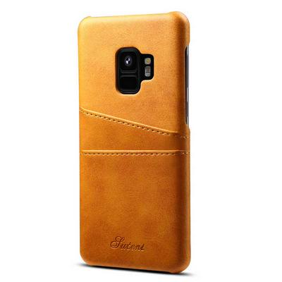 Card Holder Slots PU Leather Coated PC Back Cover Protective Case for Samsung Galaxy S9 - Brown 