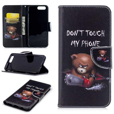 Colored Painting Card Slots with Wallet Stand and Magnetic Buckle PU Leather + Soft TPU Cover Case for OnePlus 5 - Bear