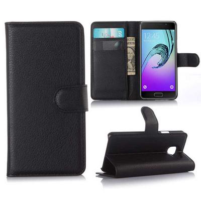 Lichee Pattern Wallet Style Magnetic Flip Stand PU Leather Case for Samsung Galaxy A3 (2016)/ A310 - Black