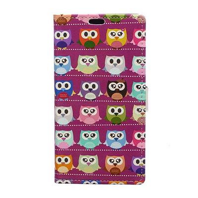 Wallet Style PU Leather + Hard PC Card Holder with Stand and Magnetic Buckle Case for Samsung Galaxy J1 Mini Prime - Owls