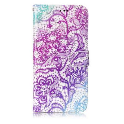 Bright Oil Smooth Surface Colored Painting PU Leather + Soft TPU Card Holder with Stand Support Wallet and Magnetic Buckle Case for Samsung Galaxy S9 - Purple