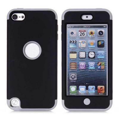 Double Color 3 in 1 Detachable Shock Absorption Hard PC + Soft TPU Back Cover Case for iPod Touch 5 - Black + Grey