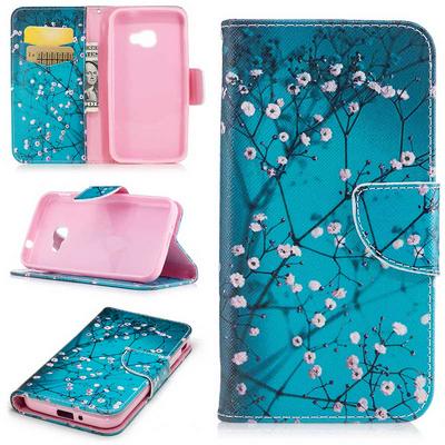 Color Painting Wallet Style PU Leather + Soft TPU Card Slots with Stand and Magnetic Buckle Case for Samsung Galaxy Xcover 4 / G390F - Pink Flower Tree