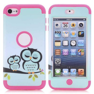 Detachable 2 in 1 Owl Hybrid Hard PC + TPU Back Cover Case for iPod Touch 6 / 5 - Rose Red
