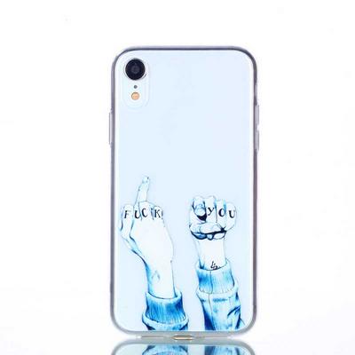 Colored Painting Transparent Soft TPU Back Cover Case for iPhone XR 6.1 - Fist