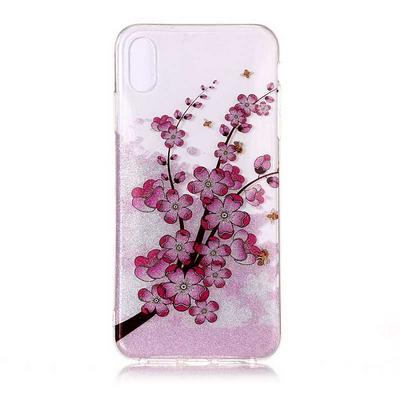 Colored Painting Transparent Soft TPU Back Cover Case for iPhone Xs Max 6.5 - Blossom