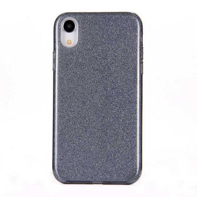 Bling Glitter Powder Glaze Solid Color Soft TPU Back Cover Case for iPhone XR 6.1 - Black 