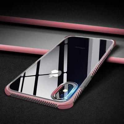 Dual Color Anti-Drop Transparent Soft TPU Back Cover Protective Case for iPhone XR 6.1 - Pink Red