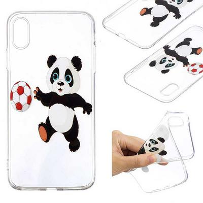 Painted High Transparent Anti-Scratch Soft TPU Back Cover Protective Case for iPhone Xs Max 6.5 - Football Panda
