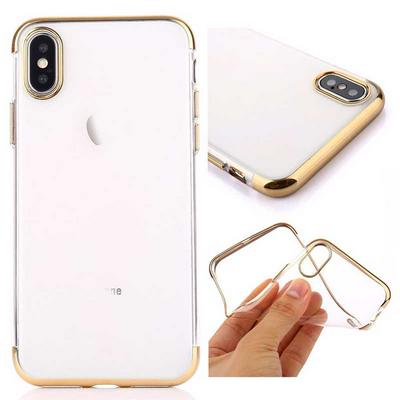Dual Color Anti-Drop Electroplated Edged Transparent Soft TPU Back Cover Protective Case for iPhone XR 6.1 - Gold