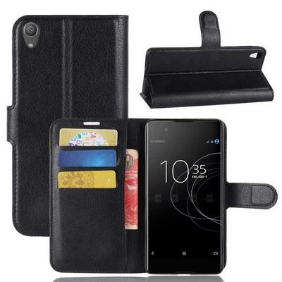 PU Leather + Soft TPU Card Holder with Adjustable Stand Support Wallet and Magnetic Buckle Case for Sony Xperia XA1 Plus - Black
