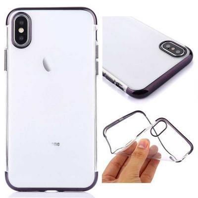 Dual Color Anti-Drop Electroplated Edged Transparent Soft TPU Back Cover Protective Case for iPhone XR 6.1 - Black